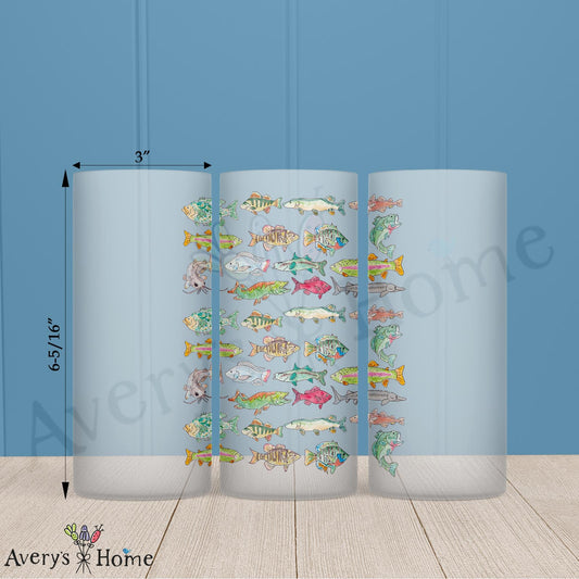 Lake Fish Pattern 16oz Frosted Glass – Freshwater Decor
