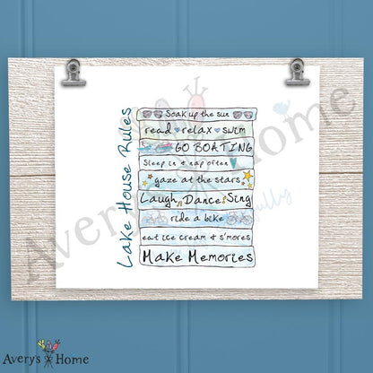 Lake House Rules 16oz Frosted Glass