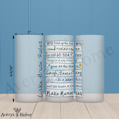 Lake House Rules 16oz Frosted Glass