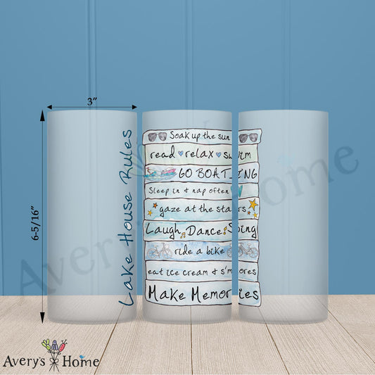 Lake House Rules 16oz Frosted Glass