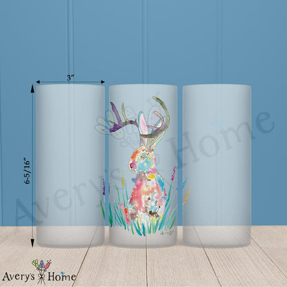Jackalope 16oz Frosted Glass – Whimsical Mountain Decor
