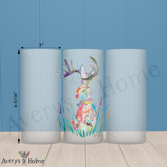 Jackalope 16oz Frosted Glass – Whimsical Mountain Decor