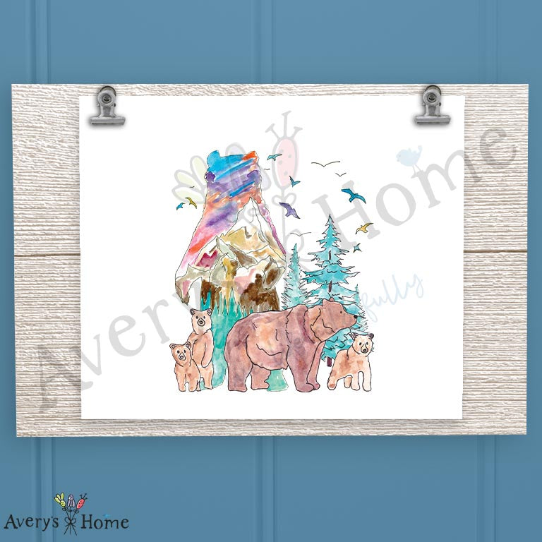 Mountain Bear 16oz Frosted Glass – Forest Wildlife Decor