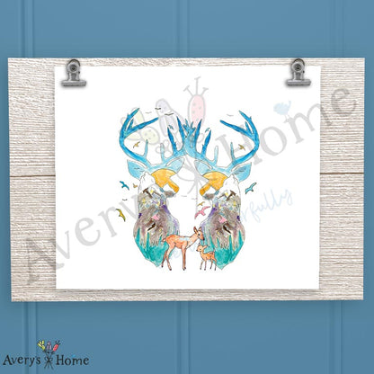 Mountain Deer 16oz Frosted Glass – Rustic Woodland Decor