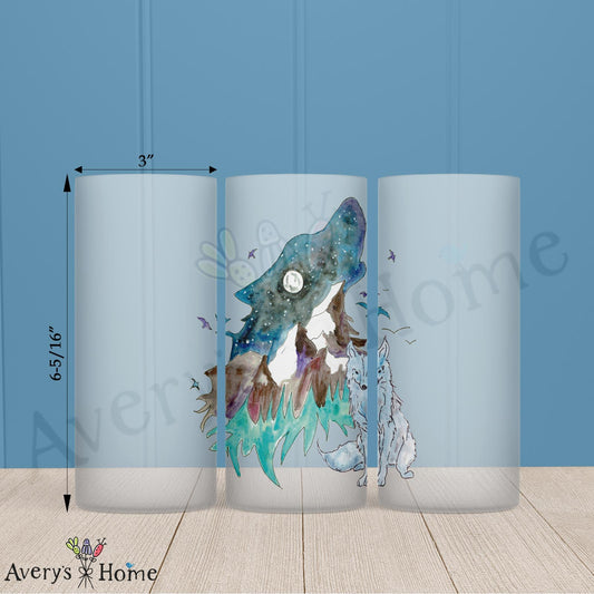 Mountain Wolf 16oz Frosted Glass – Wilderness Decor