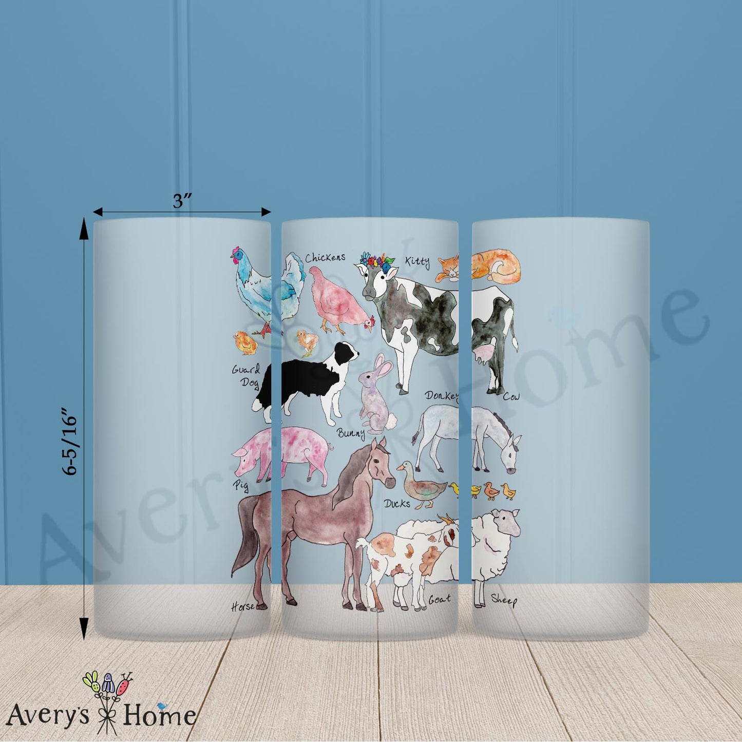 Farm Animals Barn 16oz Frosted Glass – Country Morning Decor