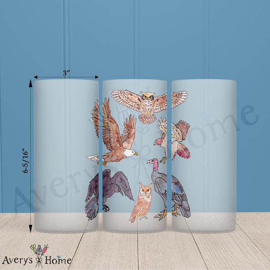 Birds of Prey 16oz Frosted Glass – Raptor Enthusiast Decor