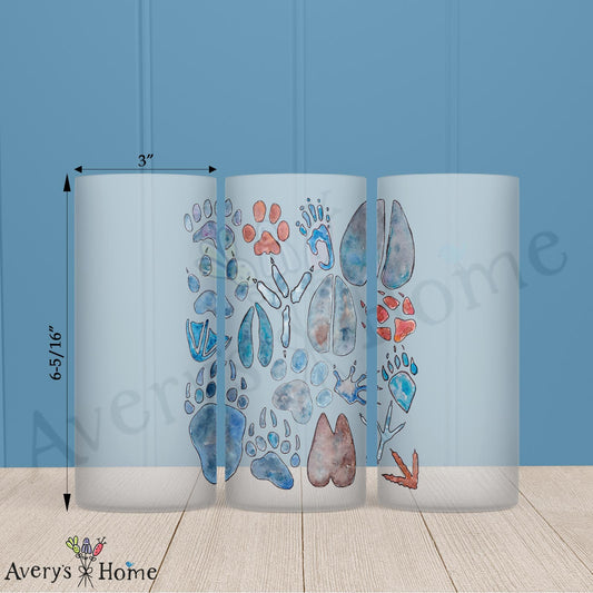 Animal Tracks 16oz Frosted Glass – Mountain Hiking Decor