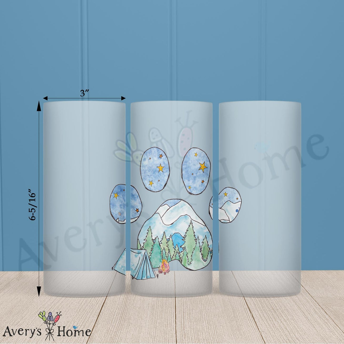 Stars Dogs Camping 16oz Frosted Glass – Under the Sky Decor