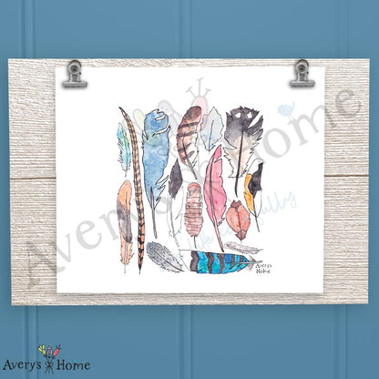 Bird Feather Collection 16oz Frosted Glass – Nature Study Decor