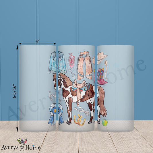 Western Horse Riding 16oz Frosted Glass – Cowboy Decor