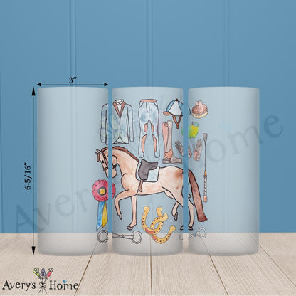 English Equestrian 16oz Frosted Glass – Custom Rider Gift