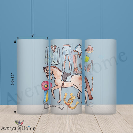 English Equestrian 16oz Frosted Glass – Custom Rider Gift