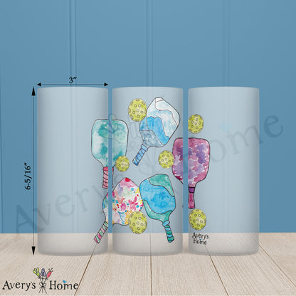 Pickleball Paddles 16oz Frosted Glass – Sporty Decor Gift