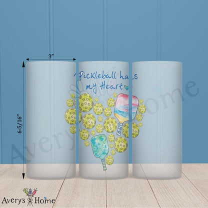 Pickleball Valentine 16oz Frosted Glass – Sporty Heart Gift