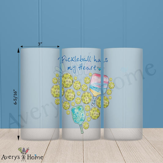 Pickleball Valentine 16oz Frosted Glass – Sporty Heart Gift