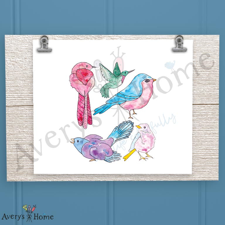 Colorful Birds 16oz Frosted Glass