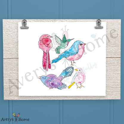 Colorful Birds 16oz Frosted Glass
