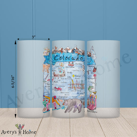 Colorado Ski & Hike Map 16oz Frosted Glass – Rocky Mountain Love