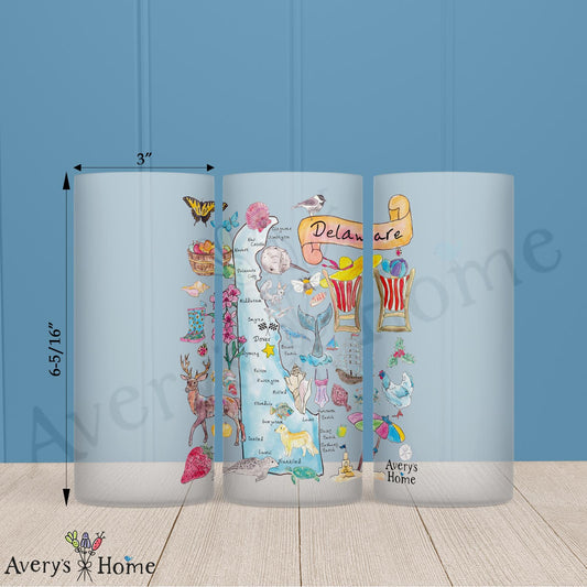 Delaware State Map 16oz Frosted Glass – First State Style
