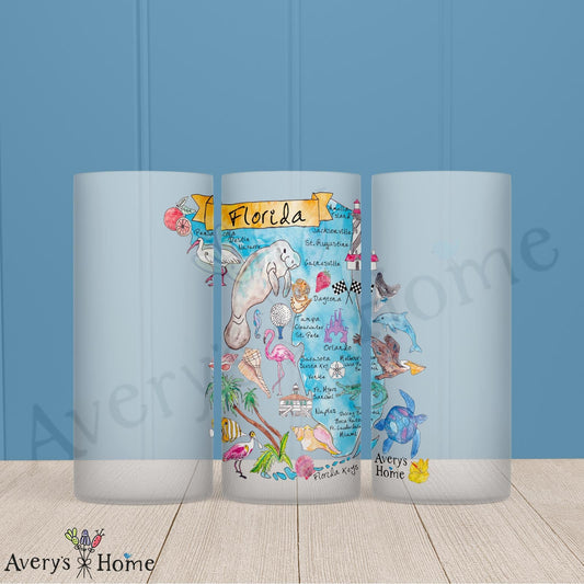Florida State Map 16oz Frosted Glass