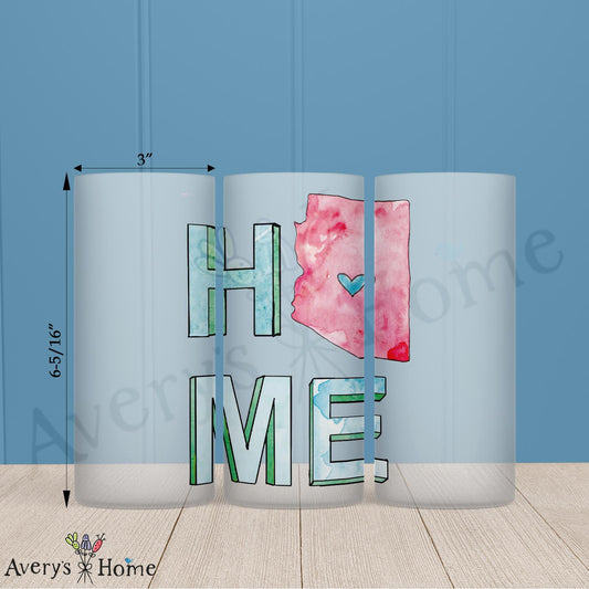 HOME in Arizona 16oz Frosted Glass – Cactus & Canyon Love