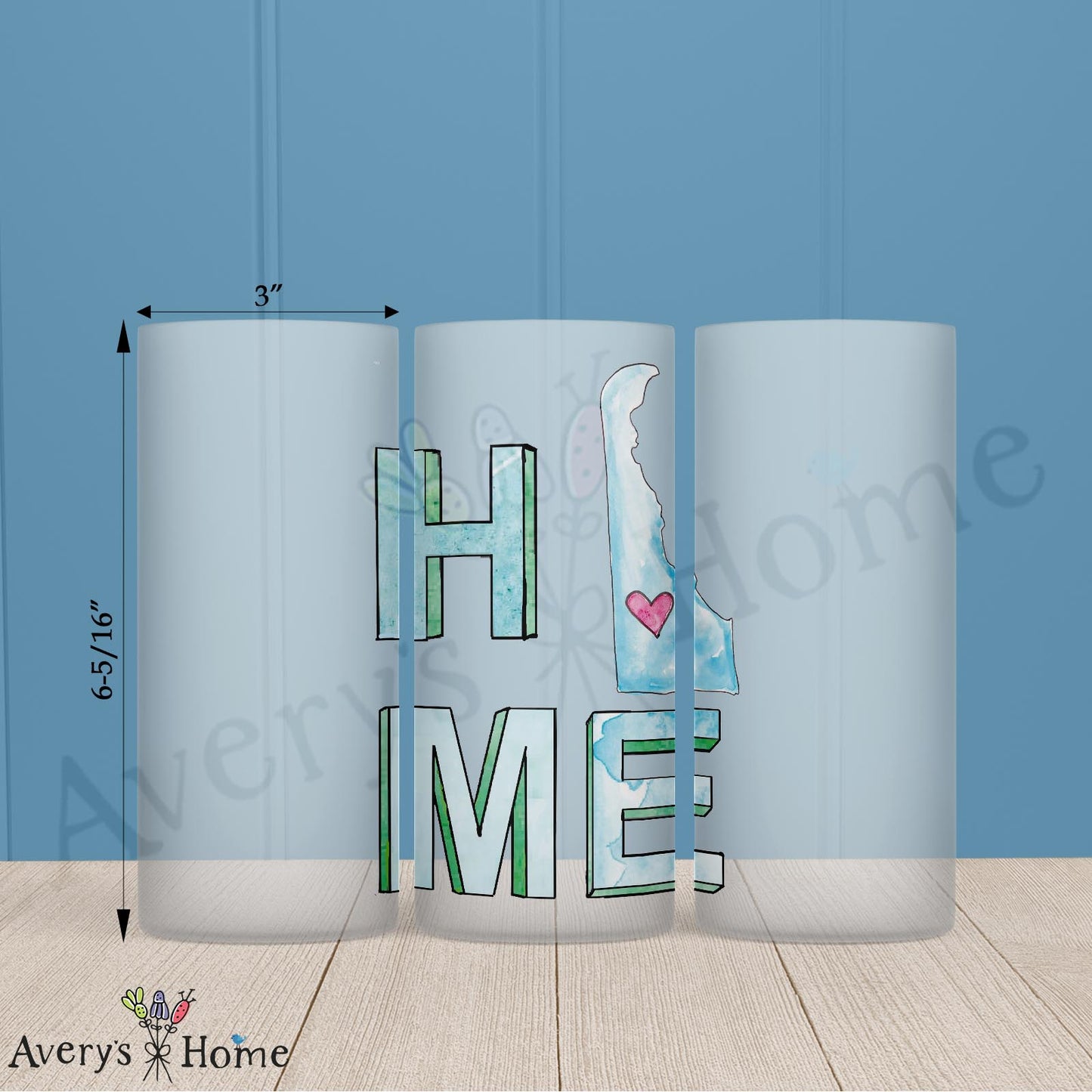 HOME in Delaware 16oz Frosted Glass – Cozy Coastal Charm