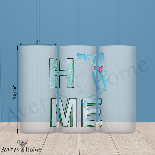 HOME in Florida 16oz Frosted Glass – Salt Air & Palm Trees
