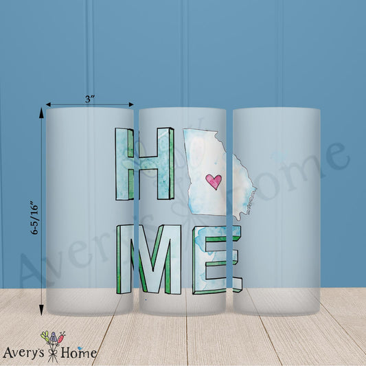 HOME in Georgia 16oz Frosted Glass – Peaches, Pride & Porch Swings