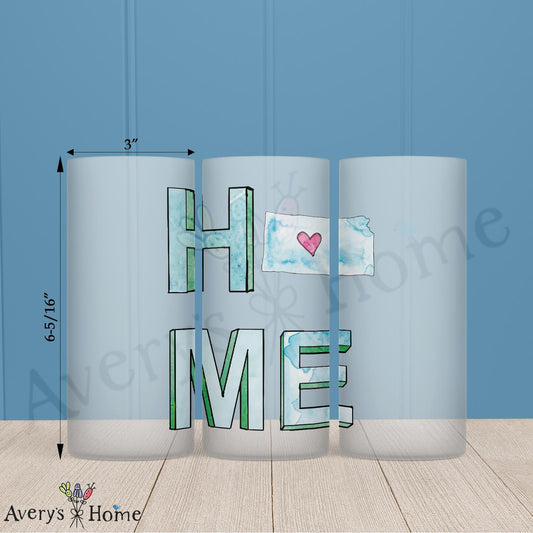HOME in Kansas 16oz Frosted Glass – Wheat & Wide Skies