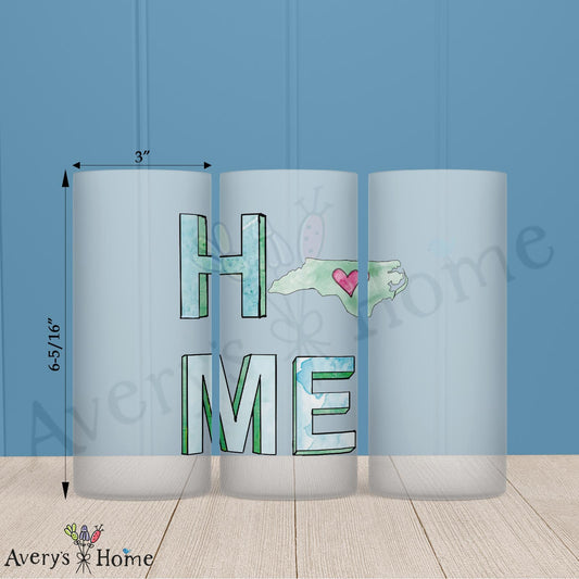 HOME in North Carolina 16oz Frosted Glass – Mountains to Coast
