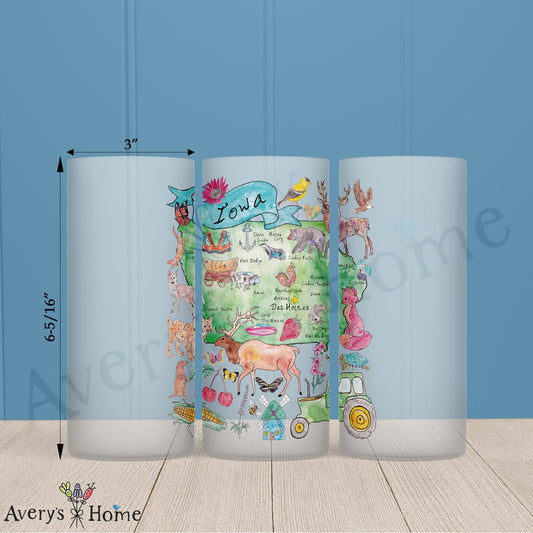 Iowa State Icon 16oz Frosted Glass – Cornfields & Kindness