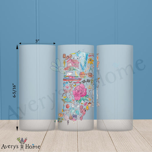 Indiana Icons 16oz Frosted Glass – Nature & Hometown Pride