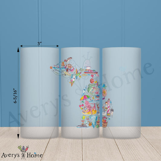 Michigan State Icons 16oz Frosted Glass – Freshwater Life