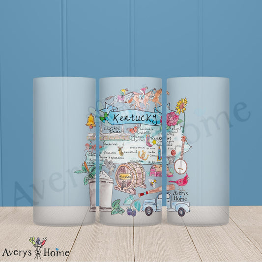 Kentucky State Map 16oz Frosted Glass