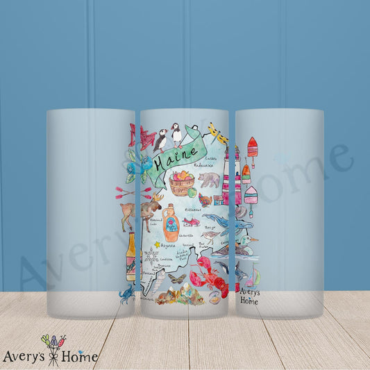 Maine State Map 16oz Frosted Glass