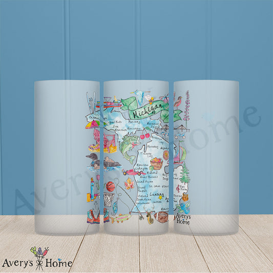 Michigan State Map 16oz Frosted Glass