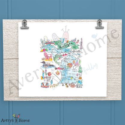 Michigan State Map 16oz Frosted Glass