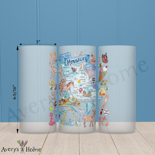 Missouri Map 16oz Frosted Glass – Rivers, Roots & Road Trips