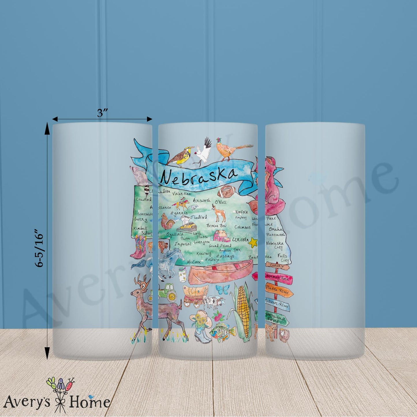 Nebraska Map 16oz Frosted Glass – Cornfields & Community