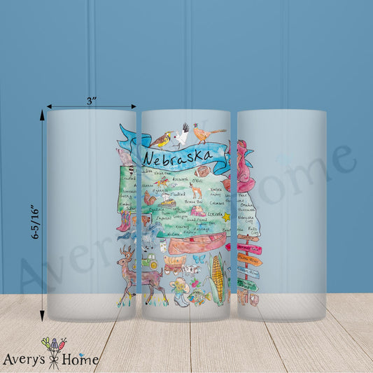 Nebraska Map 16oz Frosted Glass – Cornfields & Community