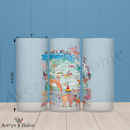 Wyoming Map 16oz Frosted Glass – Rodeo & Range