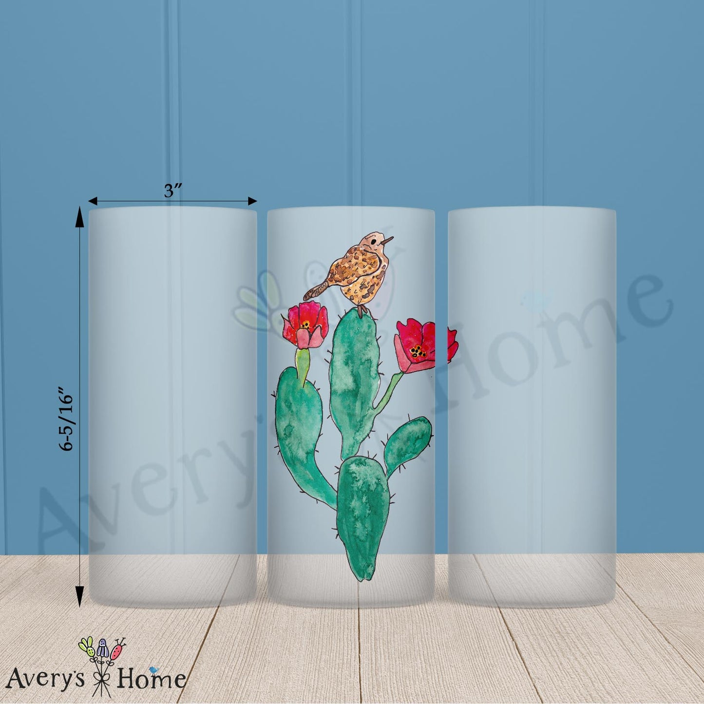 Cactus With Flowers 16oz Frosted Glass – Desert Bloom Vibe