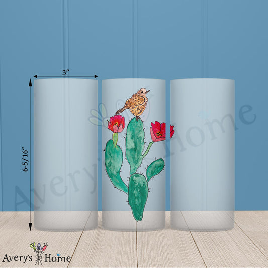 Cactus With Flowers 16oz Frosted Glass – Desert Bloom Vibe