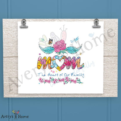 Mom Is the Heart of the Family 16oz Frosted Glass – Kitchen Keepsake