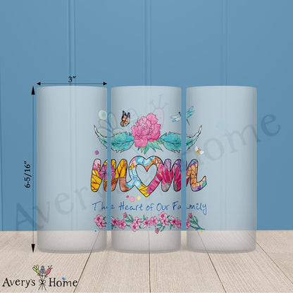 Mom Is the Heart of the Family 16oz Frosted Glass – Kitchen Keepsake