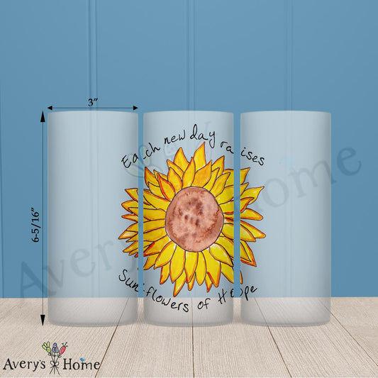 Sunflowers of Hope 16oz Frosted Glass – Bright, Brave & Blooming