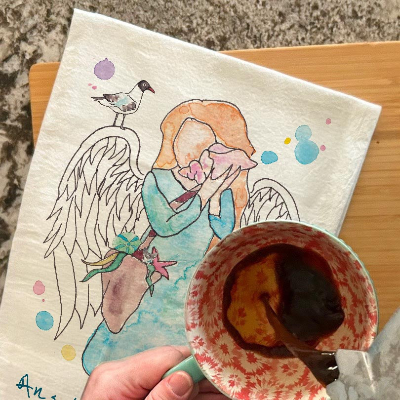 Angel of the Beach Tea Towel