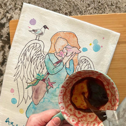 Angel of the Beach Tea Towel