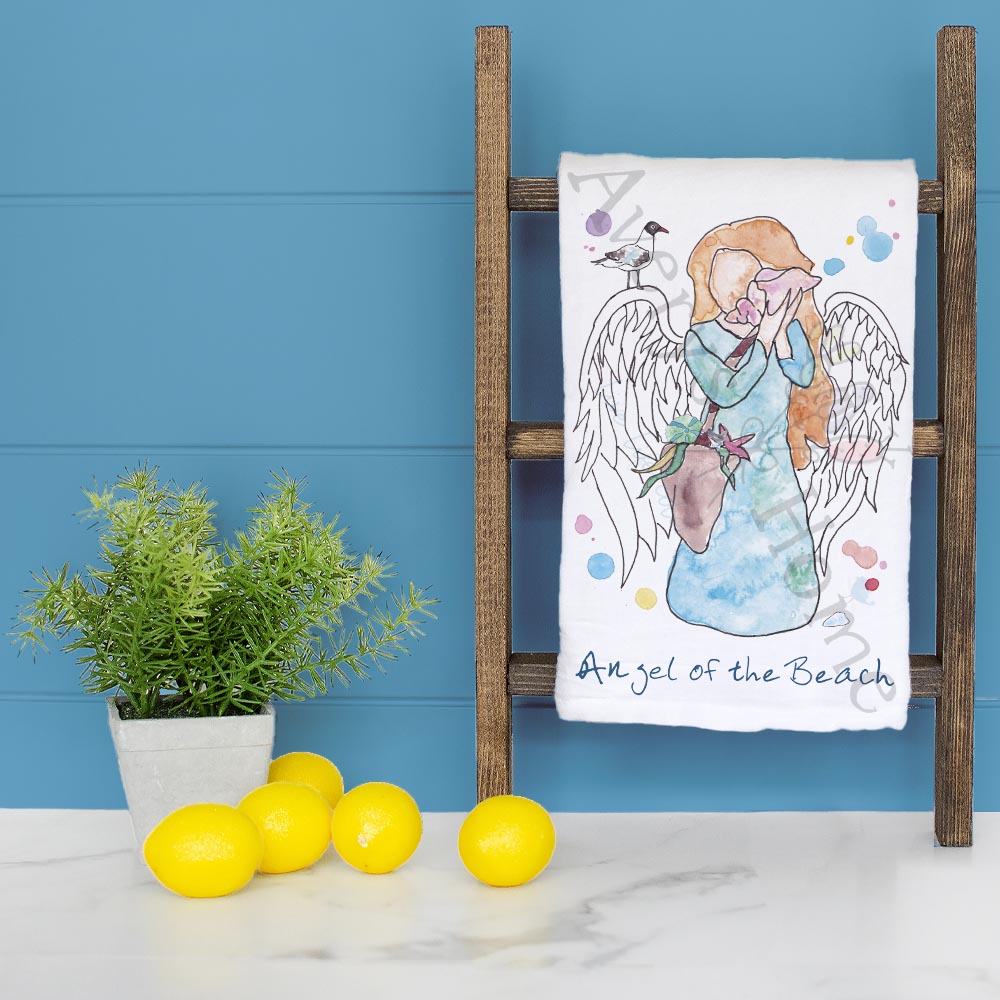 Angel of the Beach Tea Towel